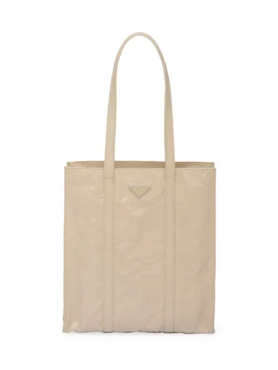 Prada Nappa-leather Tote Bag In Beige Khaki