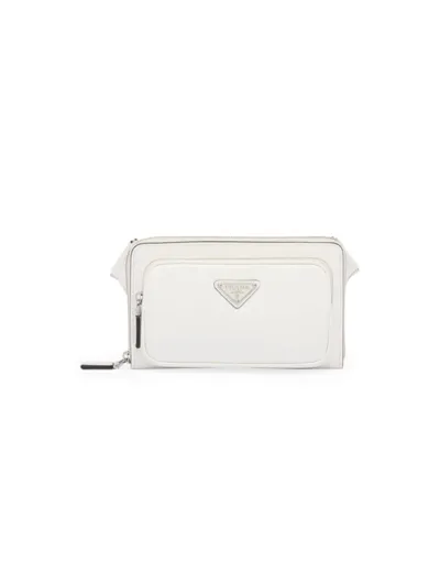 Prada Saffiano Leather Shoulder Bag In White