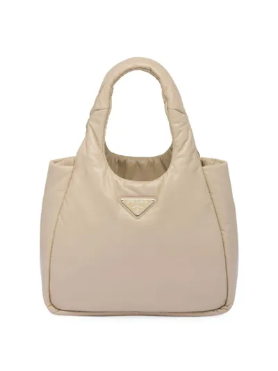 Prada Medium Soft Tote Bag In Beige Khaki