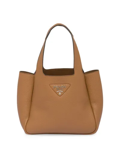 Prada Leather Tote In Brown