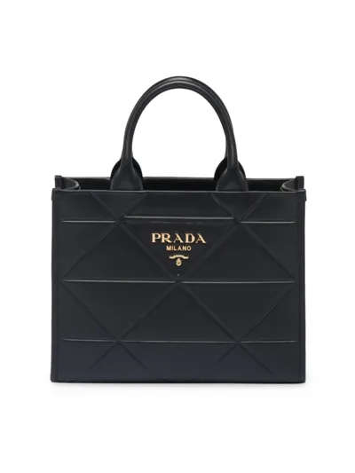 Prada Medium Leather Handbag In Black