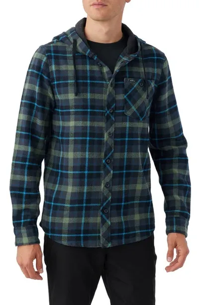 O'neill Kids' Clayton Plaid Hooded Button-up Shirt In Graphite