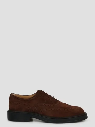 Tod's Suede Lace-up Shoes In Brown