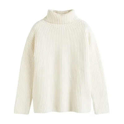 Chinti & Parker Rib-knit Cashmere Rollneck Sweater In Cream