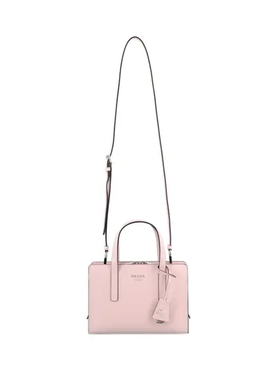 Prada Logo Detailed Top Handle Tote Bag In Pink