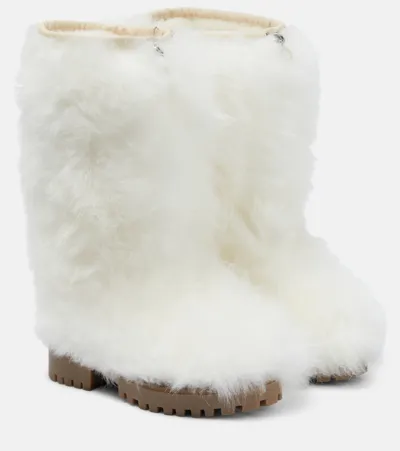 Yves Salomon Shearling Boots In White