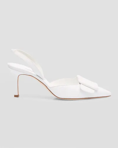 Manolo Blahnik Maysli 70 Nappa Slingback In White