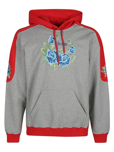 Iuter Printed Cotton Hoodie In Grey