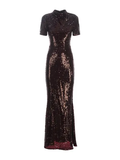 Self-portrait Mock Neck Sequin Gown