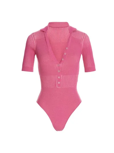 Jacquemus Le Body Yauco Viscose Bodysuit In Pink