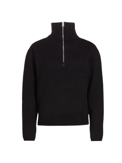 Courrèges Logo-patch Half-zip Jumper In Black