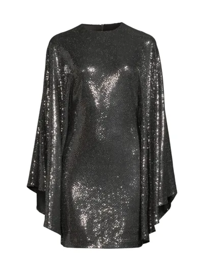 One33 Social Metallic Cape-sleeve Mini Dress In Silver