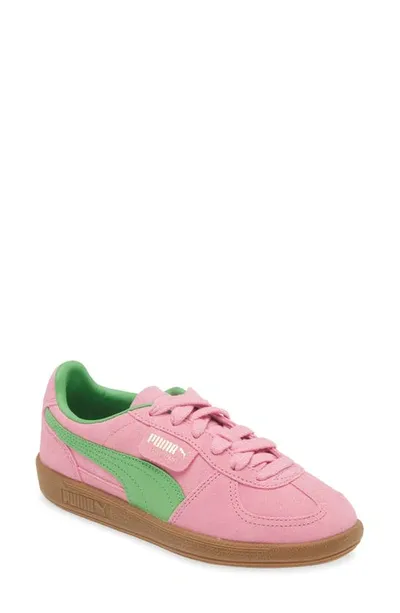 Puma Palermo Logo-tab Suede Low-top Trainers In Pink Delight  Green