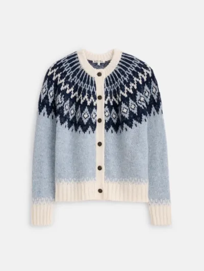 Alex Mill Ashwood Fair Isle Recycled Intarsia-knit Cardigan In Frosty Blue Combo