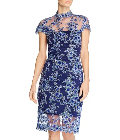 Pre-owned Tadashi Shoji Damen Blumenmuster Cocktailkleid