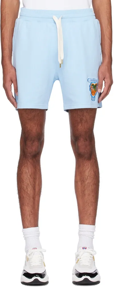 Casablanca Blue Drawstring Shorts In Radiating Orange