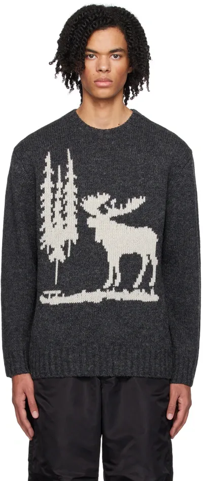 Beams Gray Intarsia Sweater In Charcoal Grey(elk)17