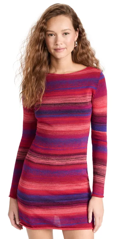 Gimaguas Cezza Striped-pattern Dress In Burgundy