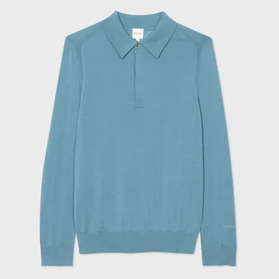 Paul Smith Mens Sweater Ls Polo In Blues