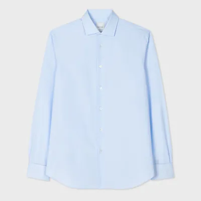 Paul Smith Tailored-fit Sky Blue Shirt With 'signature Stripe' Double Cuff In Blues