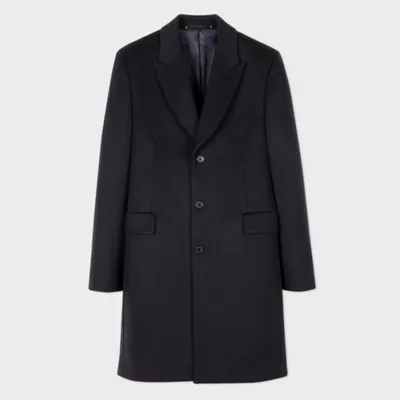 Paul Smith Single-breasted Wool Overcoat In Blues