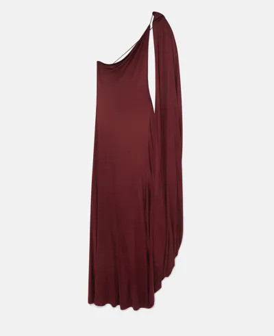 Stella Mccartney Draped Asymmetric Jersey Maxi Dress In Dark Cherry