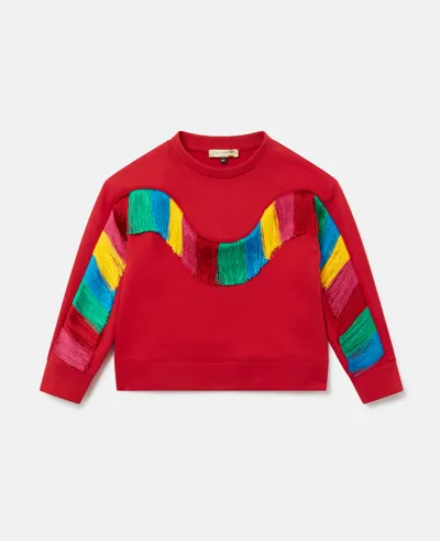 Stella Mccartney Kids' Rainbow Fringed Sweatshirt In Red