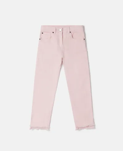 Stella Mccartney Kids' Distressed Hem Straight Leg Jeans In Pink