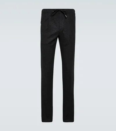 Thom Sweeney Wool Flannel Straight Pants In Grey