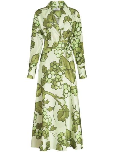 Etro Fruit-print Silk Dress In Multicolore