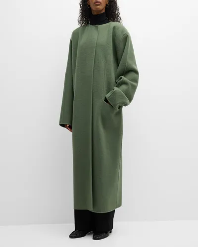 The Row Priske Cashmere Coat In Fern Green