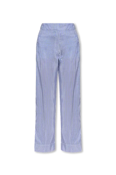 Burberry Striped Silk Wide-leg Trousers In Blue White Stripe