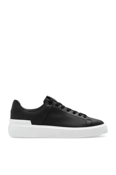 Balmain Black Leather B-court Sneakers