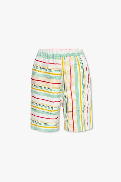 Loewe Stripe Workwear Shorts In Green Red Yellow