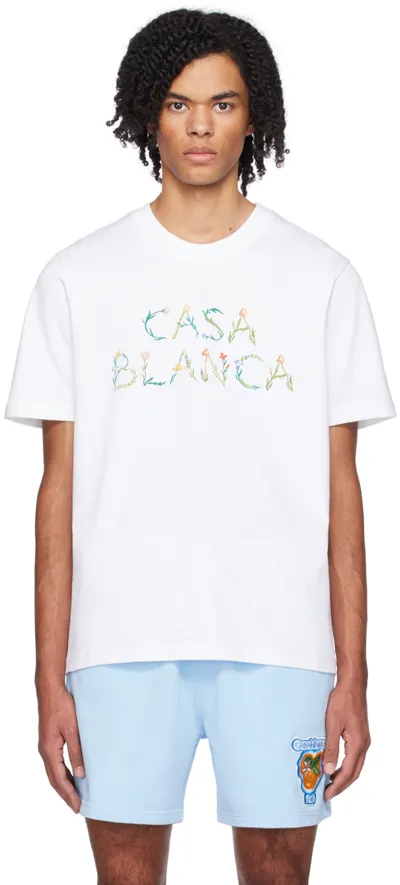 Casablanca White 'l'arche Fleurie' T-shirt