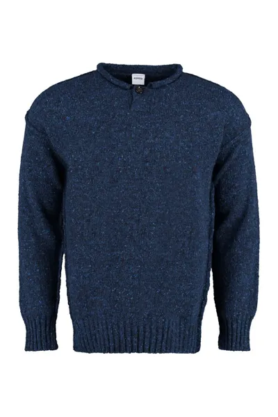 Aspesi Crewneck Knitted Jumper In Blue