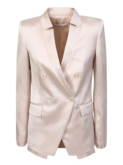 Blanca Vita Double-breasted Blazer In Neutrals