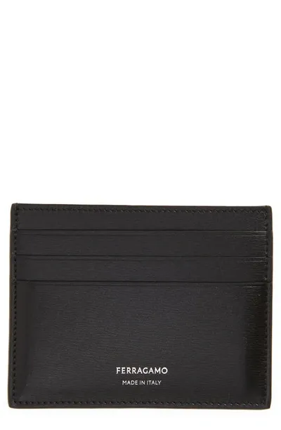 Ferragamo Classic Leather Card Case In Nero.