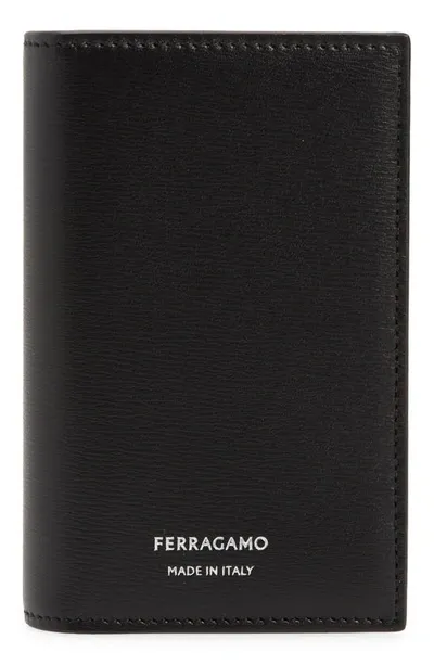 Ferragamo Classic Leather Passport Wallet In Nero