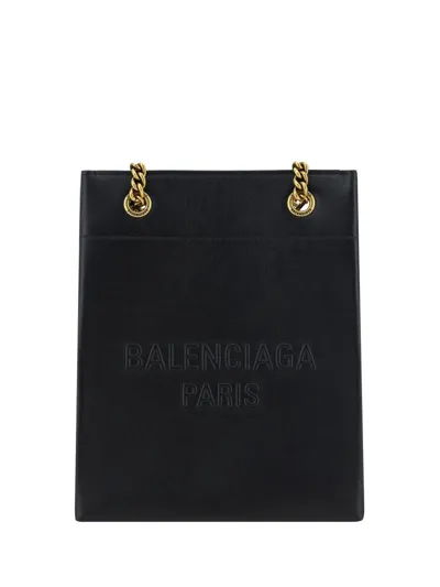 Balenciaga Logo Embossed Tote Bag In Black