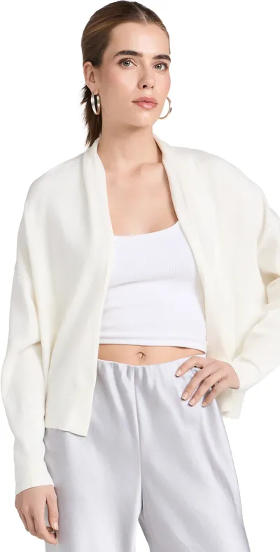 Vince Drape-front Wool-blend Cardigan In Off White