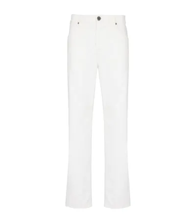 Balmain Embroidered-logo Straight Jeans In White