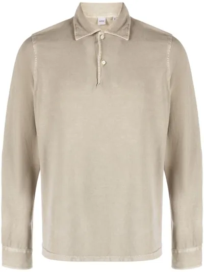 Aspesi Long-sleeved Cotton Polo Shirt In Brown