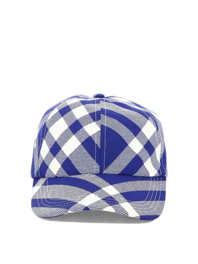 Burberry Check Baseball Cap In Blue