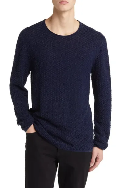 John Varvatos Riley Textured Knit Shirt In Navy