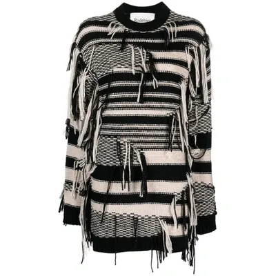 Rodebjer Striped Cotton Jumper In Black  