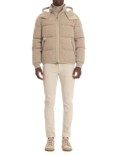 Z Zegna High Neck Padded Jacket In Beige