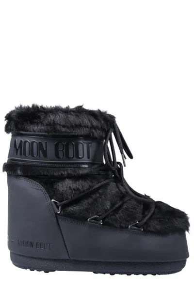 Moon Boot Icon Low Faux Fur Black Snow Boot