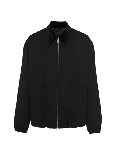 Prada Wool Blouson Jacket In Black