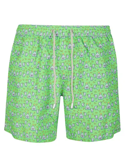 Mc2 Saint Barth Logo Patch Drawstring Swim Shorts In Green